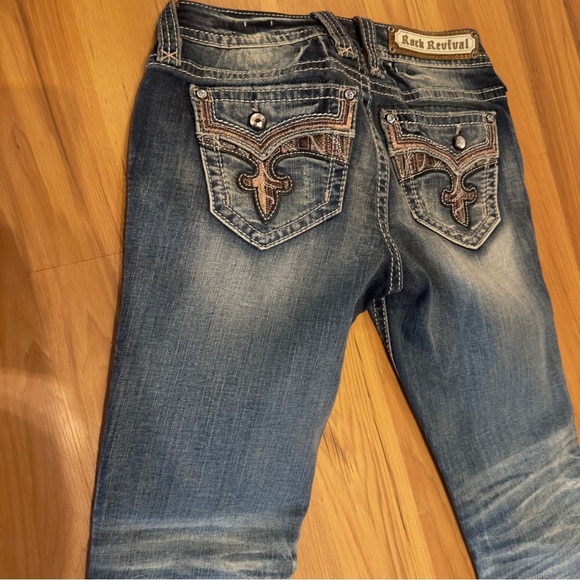 Rock Revival Blue Bootcut Jeans with Embroidered Pockets - Picture 3 of 8